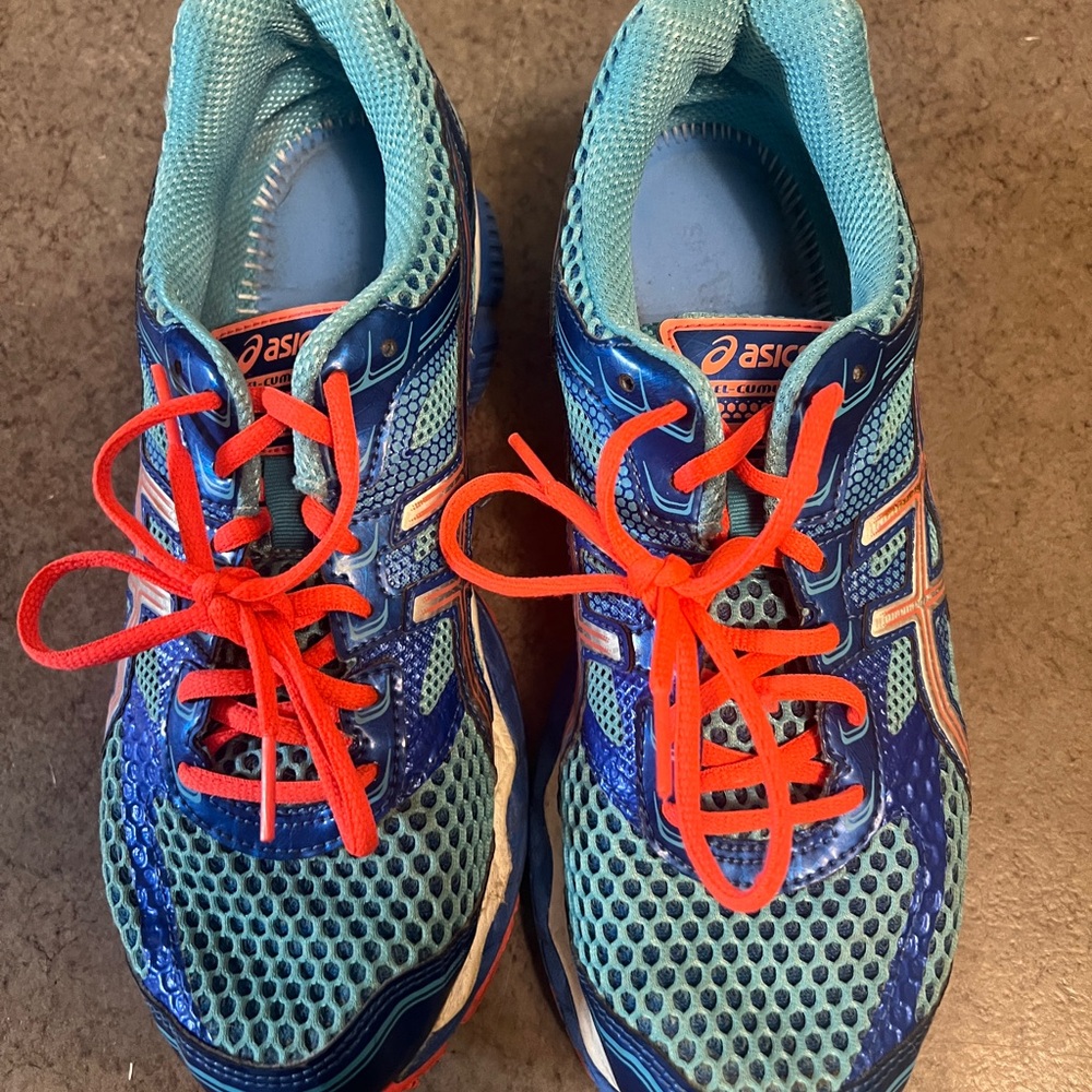 Asics Teal and Coral Lace-Up Running Shoes